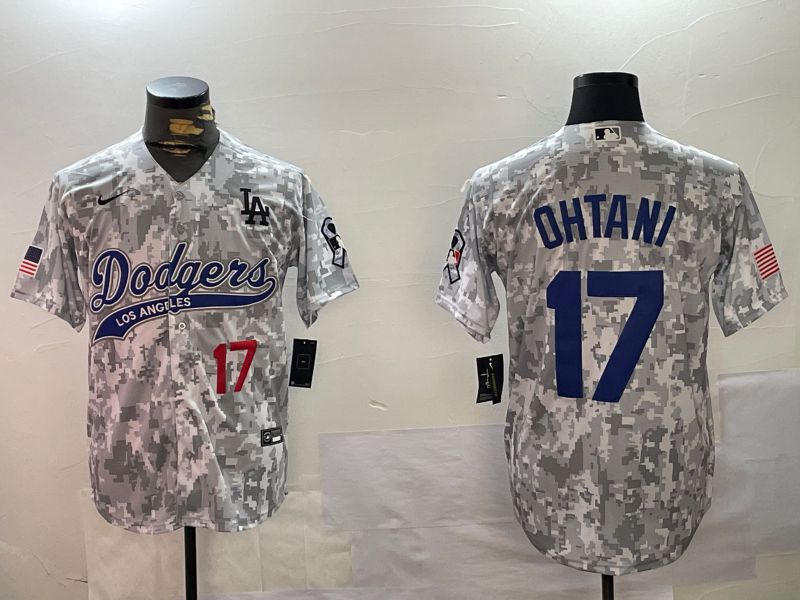 Men Los Angeles Dodgers #17 Ohtani Camo Joint Name 2024 Nike MLB Jersey style 2